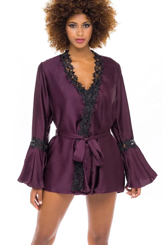 Charmeuse Robe With Bell Sleeves