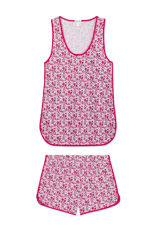 Pima Tank-Short Set in Cardinal Garden Floral