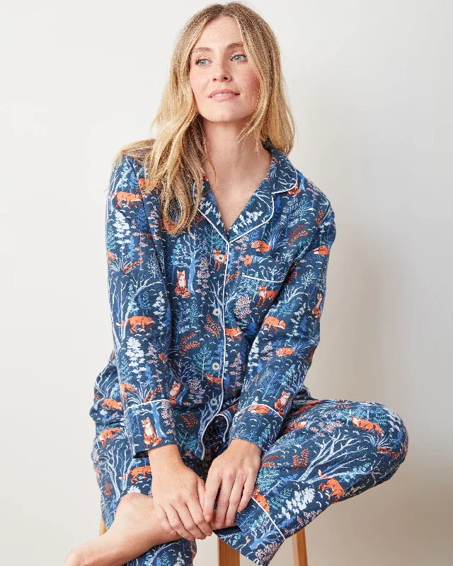 Fox & Folklore - Flannel Long PJ Set - Indigo