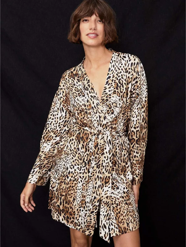 Inu LENZING™ ECOVERO™ Robe | Natural Leopard