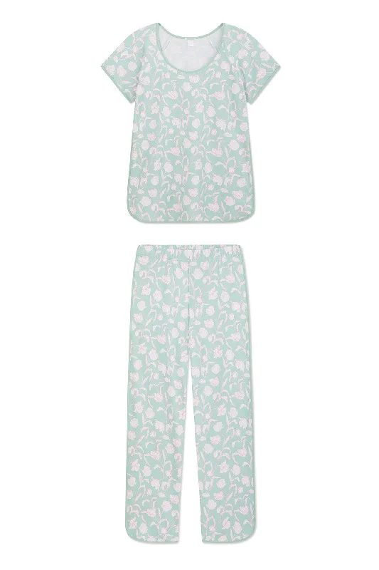 Pima Short-Long Set in Parisian Green Vine Floral