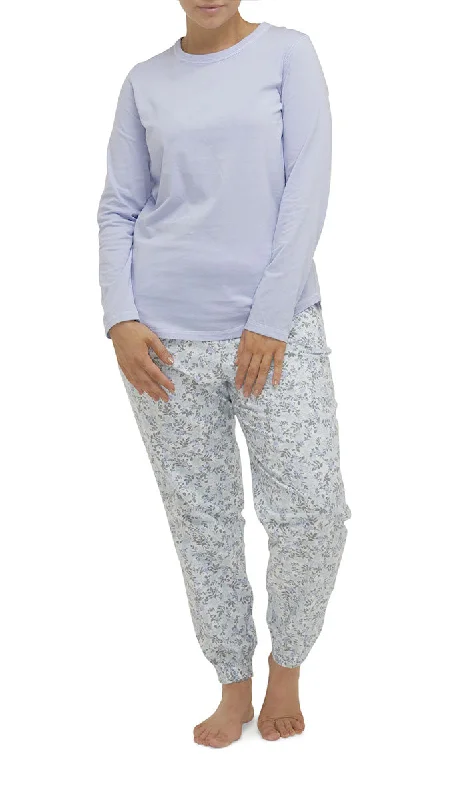 Schrank 100% Cotton Flannelette Pyjama with Long Sleeve in Lavender Floral Brooke SK501B