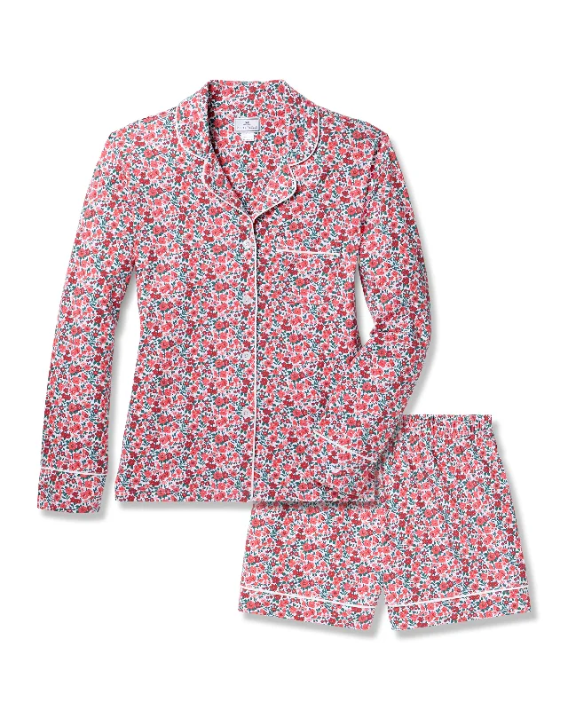 Women's Pima Long Sleeve Short Set in Fleurs des Bois