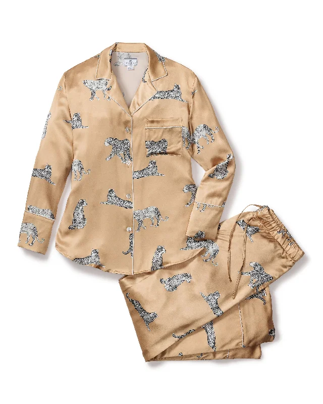 Women's Silk Pajama Set in Panthère Champagne