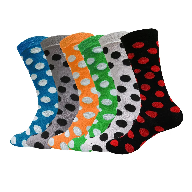 3 or 6 Pairs Women's Casual or Dress Polka Dot Crew Socks