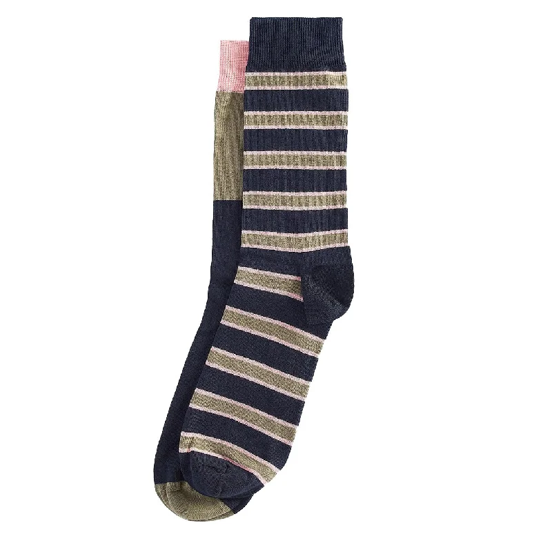 Barbour Colour Block Socks Gift Set Navy / Olive / Pink