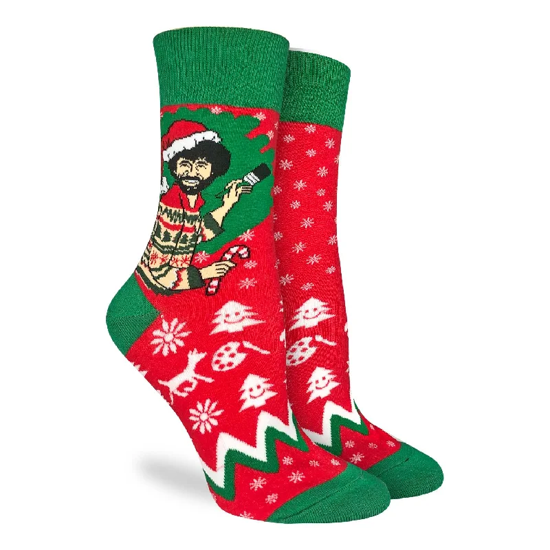 "Bob Ross Christmas" Crew Socks by Good Luck Sock