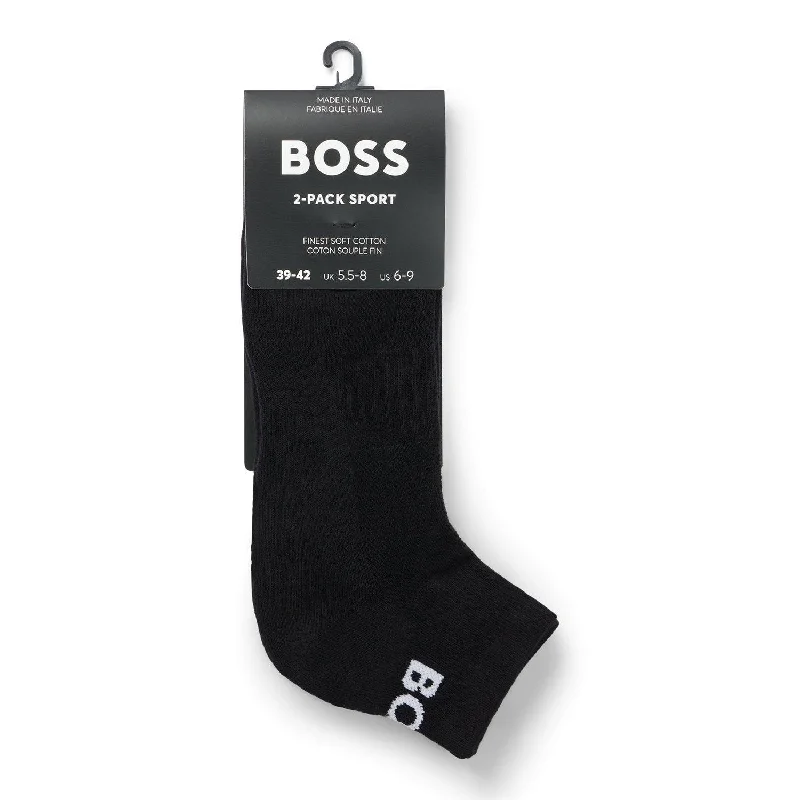 BOSS 2 Pack Quality Cotton Blend Sport Ankle Socks - Black