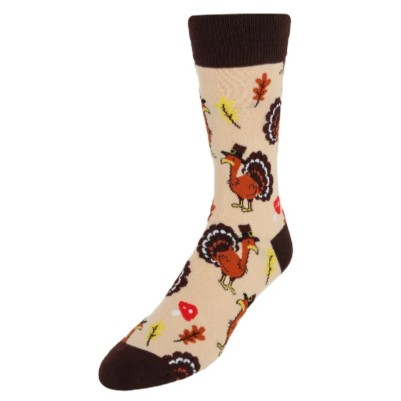 CTM® Men's Thanksgiving Turkey Novelty Crew Sock (1 Pair)