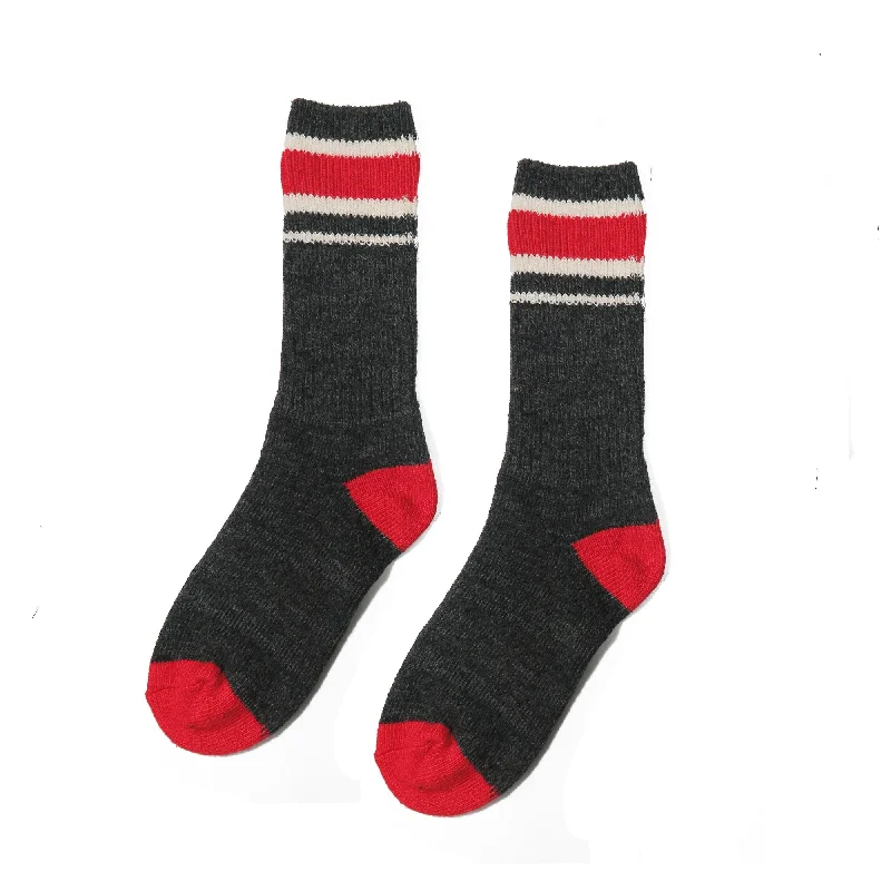 Flo Knitted Socks - Dark Grey and Red