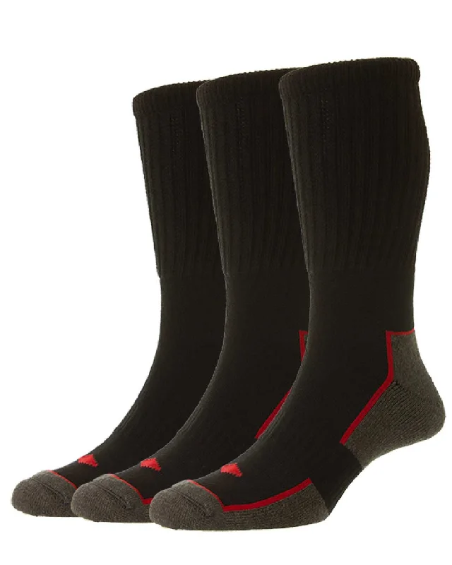 HJ Hall Long Cotton Comfort Top Work Sock Triple Pack