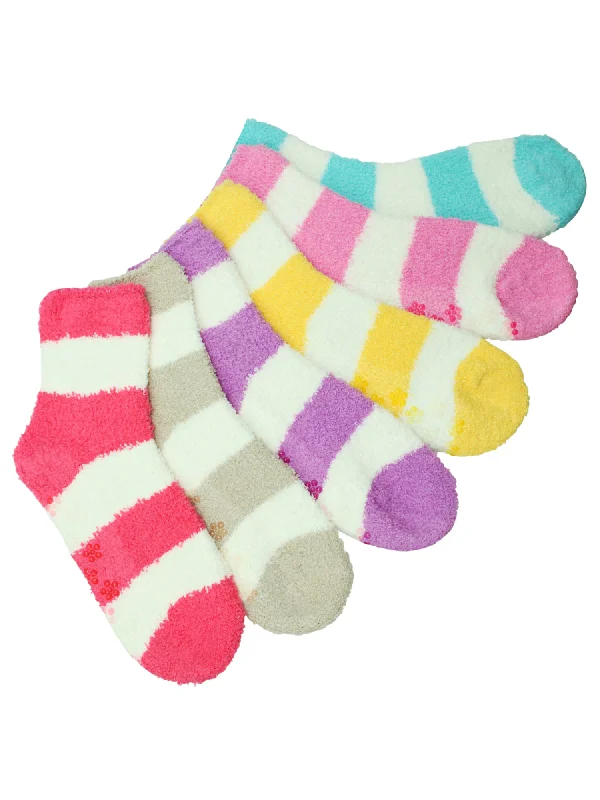 Light Multicolor Thick Striped 6 Pack Fuzzy Womens Socks