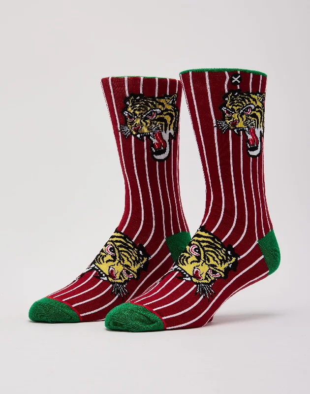 Odd Sox Pinstripe Tiger Crew Socks