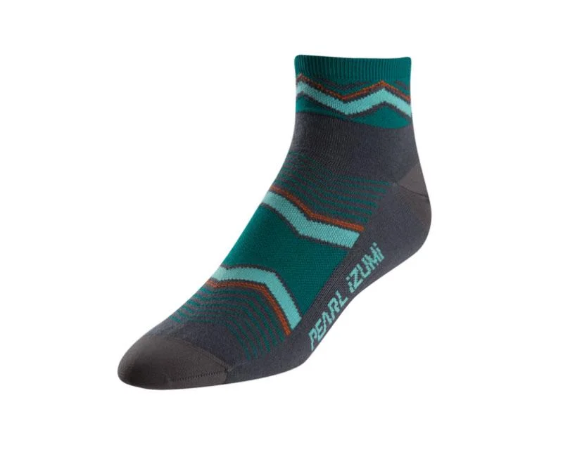 Pearl Izumi Elite Low Cuff Sock - Womens - Chevrons Viridian Green - 2019