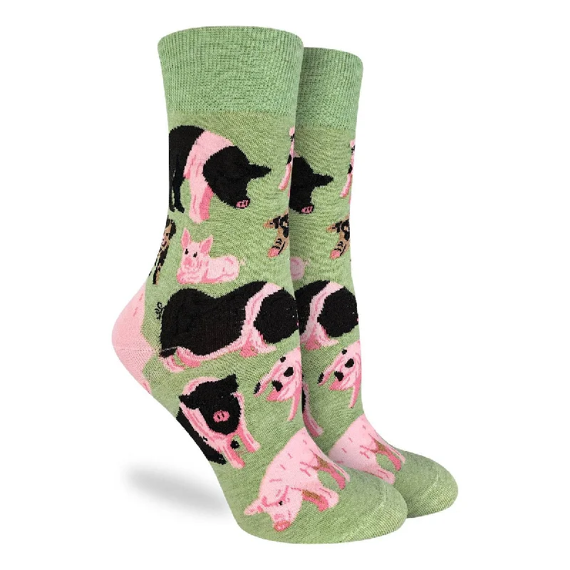 "Pigs" Cotton Crew Socks by Good Luck Sock