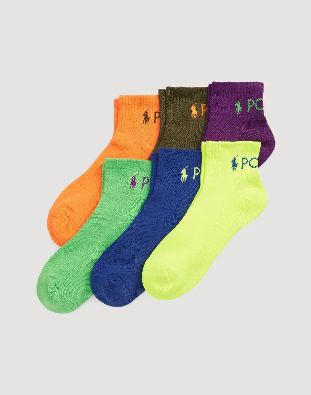 Polo Ralph Lauren Logo Quarter-Crew Socks 6-Pack