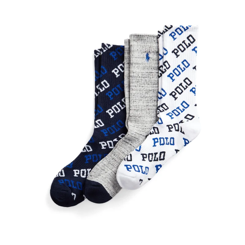 Polo Ralph Lauren All Over Logo Crew Socks - 3 Pack