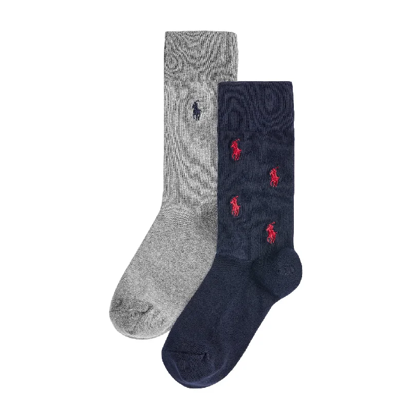 Polo Ralph Lauren All Over Pony 2-Pack Socks Navy / Grey