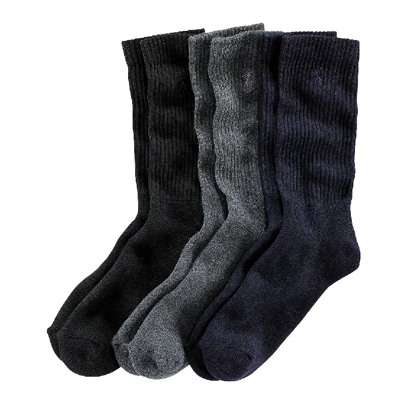 Polo Ralph Lauren Crew PP 3 Pack Socks Navy / Charcoal / Black