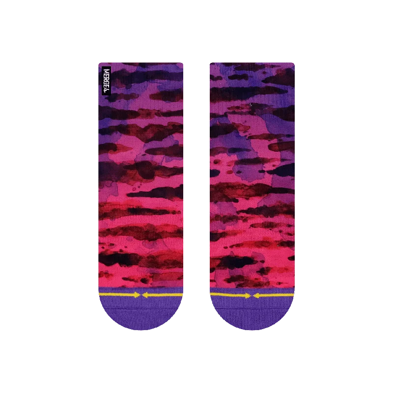 Purple Water Color Quarter Crew Sock