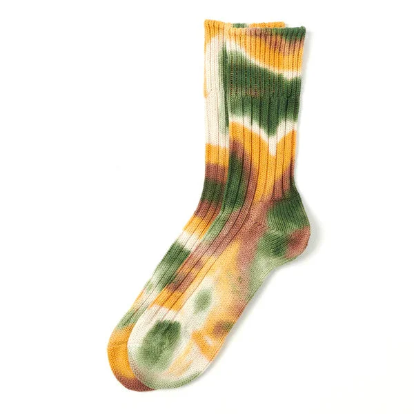 Rototo Tie-Dye Sock Green / Gold / Brown