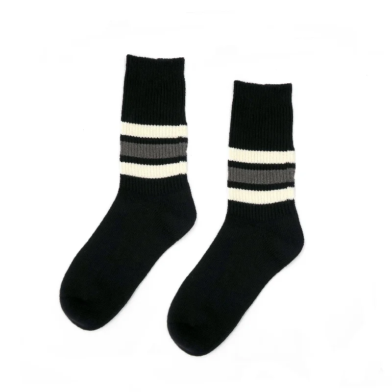 Sporty Striped Knitted Sock - Black