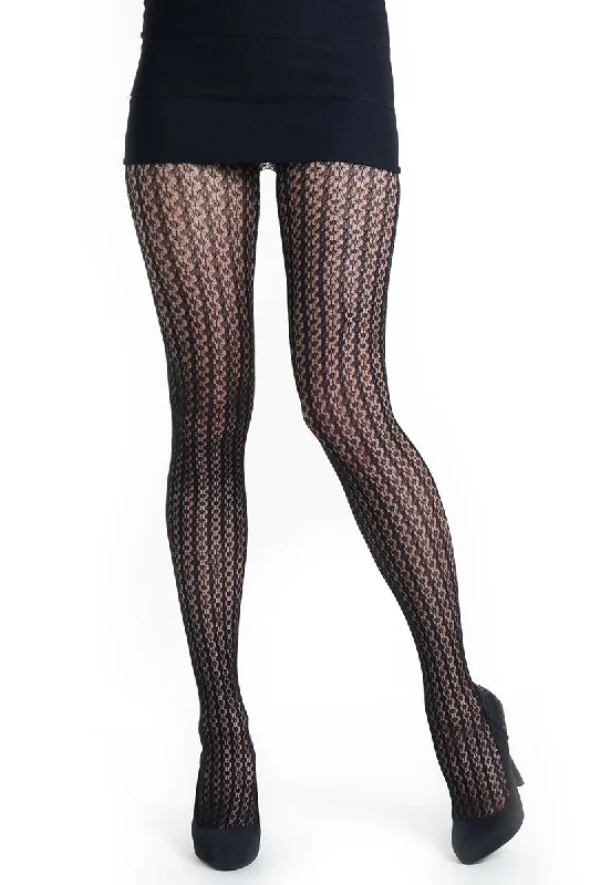 Striped Floral Daisies Fishnet Tights