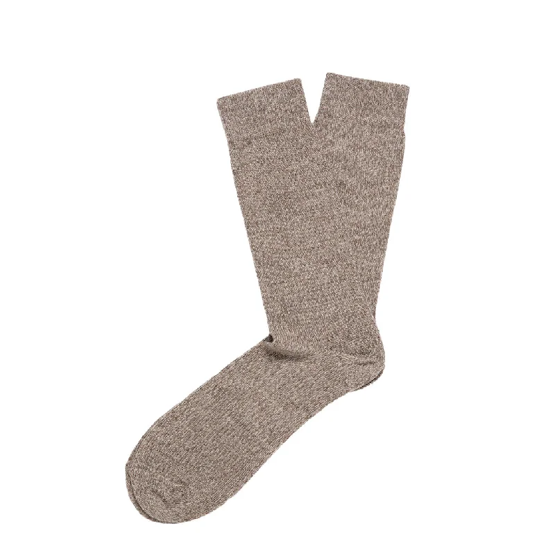 Sunspel Merino Wool Socks Umber Brown Twist