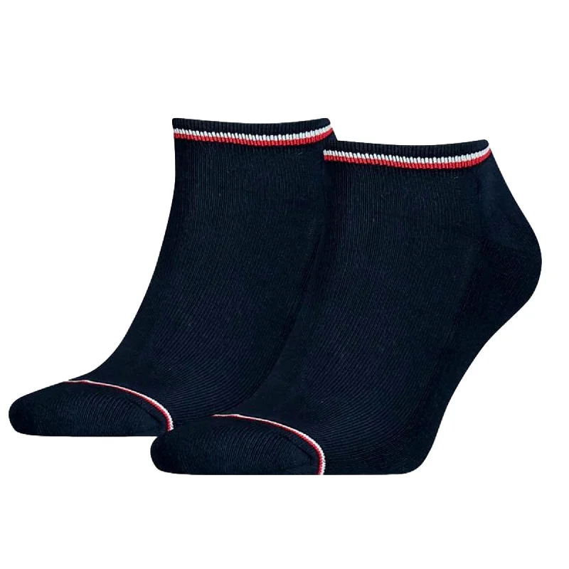 Tommy Hilfiger Mens Iconic Sports Sneaker Sock 2 Pack - Dark Navy