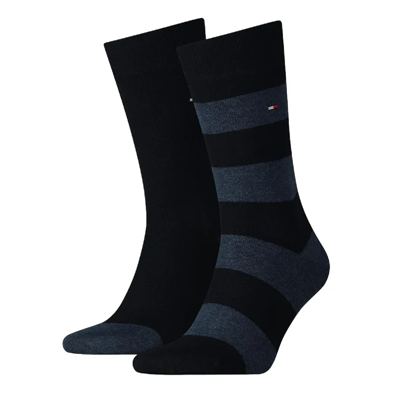 Tommy Hilfiger Men's Rugby Striped Socks 2 Pack - Dark Navy